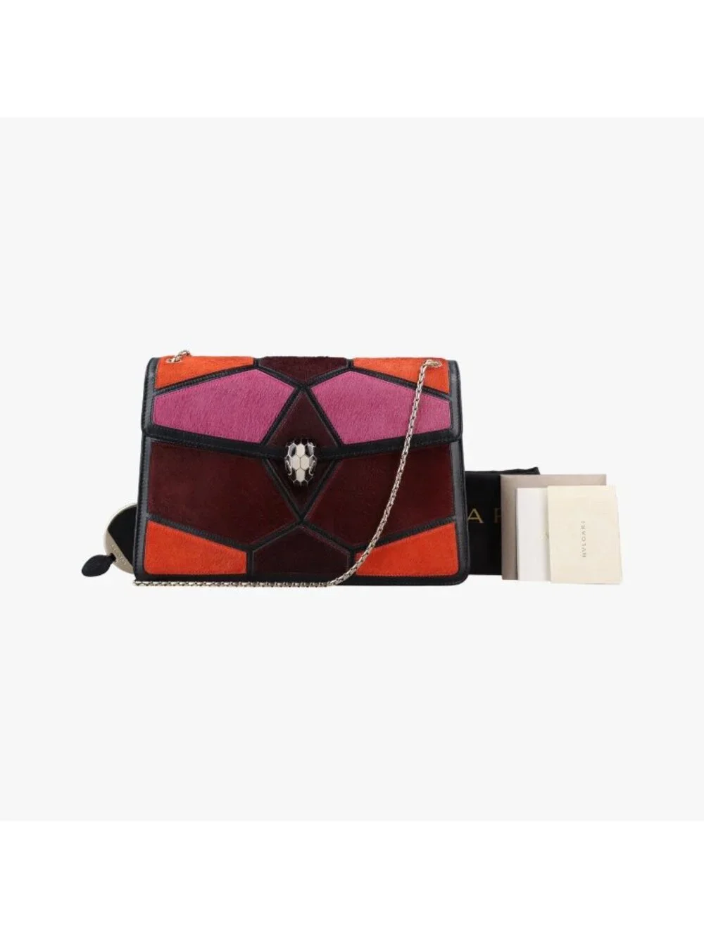 Bvlgari Serpenti Orange Pink Bordeaux Calf Hair Shoulder